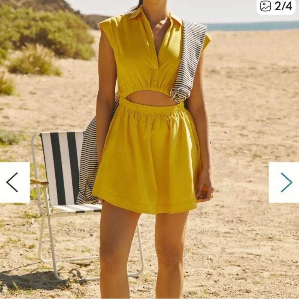 Anthropologie Yellow Cutout Mini Dress - Picture 1 of 4